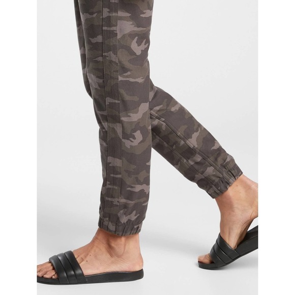 Athleta Camo Farallon Drawstring Elastic Waist Jogger Pants Black Olive Green 4 - Picture 5 of 16